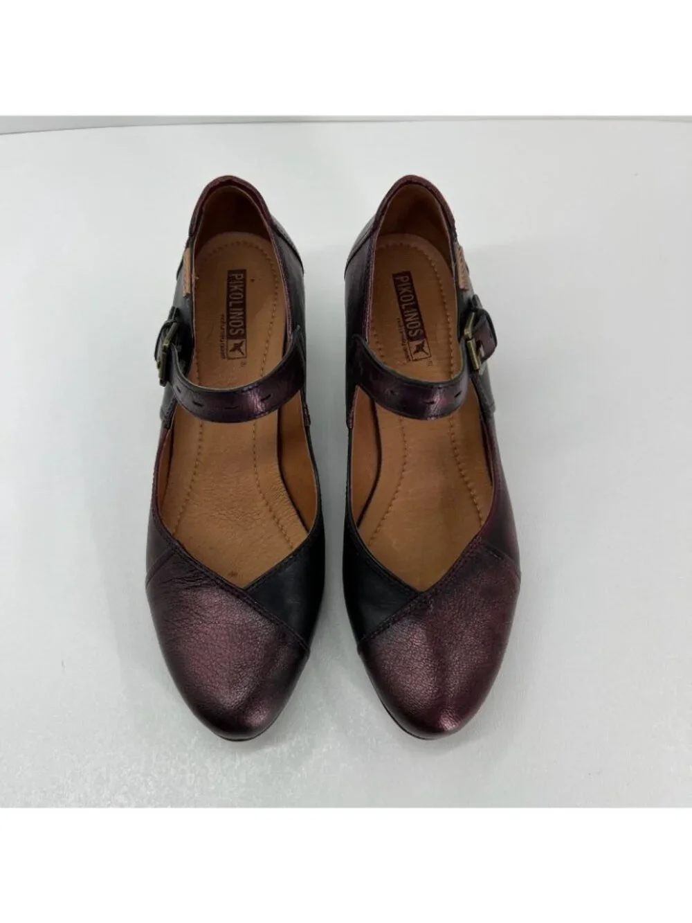 Pikolinos Segovia Mary Jane Pumps Womens 41 US 10 Leather Block Heels Burgundy